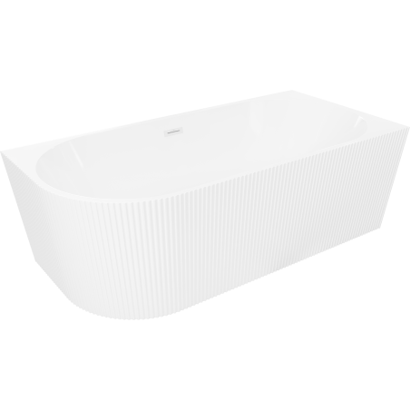 Mexen Silo free-standing corner right ribbed bath 170 x 80 cm, white, white overflow - 52891708000P-20