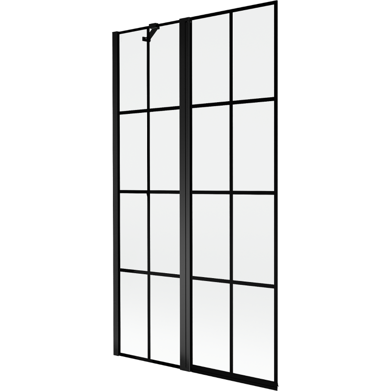 Mexen Mist Duschwand 2-flügelig links 100 x 150 cm, schwarzes Gitter, schwarz - 8A9-100-011-70-77-L