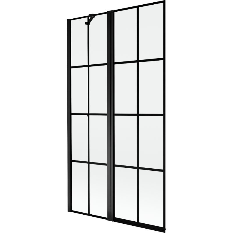 Mexen Mist mampara de ducha 2 alas izquierda 100 x 150 cm, cuadrícula negra, negro - 8A9-100-011-70-77-L