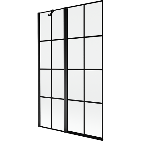 Mexen Mist douchescherm 2-delig links 110 x 150 cm, zwart raster, zwart - 8A9-110-011-70-77-L