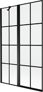 Mexen Mist vannitoapaneel 2-ukseline vasak 110 x 150 cm, must ruudustik, must - 8A9-110-011-70-77-L