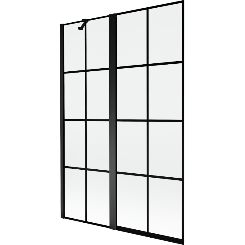 Mexen Mist lijevi dvokrilni tuš paravan 120 x 150 cm, crna rešetka, crna - 8A9-120-011-70-77-L