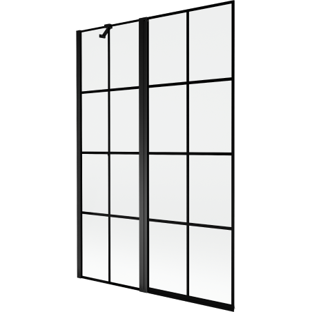 Mexen Mist parawan nawannowy 2-skrzydłowy lewy 120 x 150 cm, czarna kratka, czarny - 8A9-120-011-70-77-L