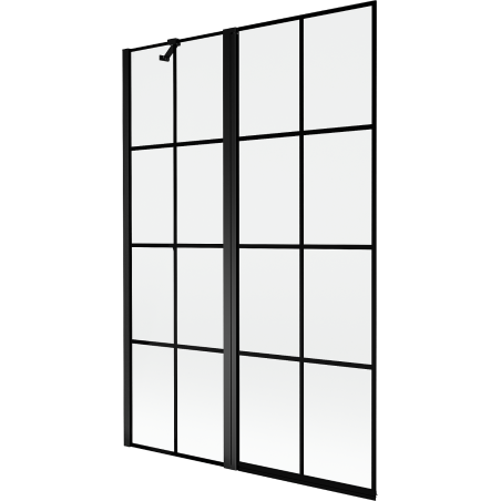 Paravent de baignoire Mexen Mist à 2 volets gauche 120 x 150 cm, grille noire, noir - 8A9-120-011-70-77-L