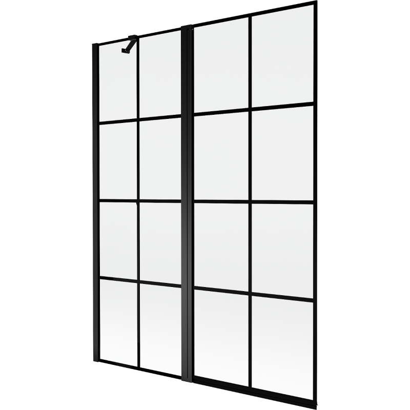 Mexen Mist Duschabtrennung 2-flügelig links 130 x 150 cm, schwarzes Gitter, schwarz - 8A9-130-011-70-77-L