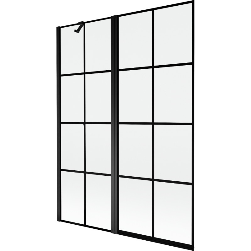 Mexen Mist two-wing left shower screen 130 x 150 cm, black grid, black - 8A9-130-011-70-77-L