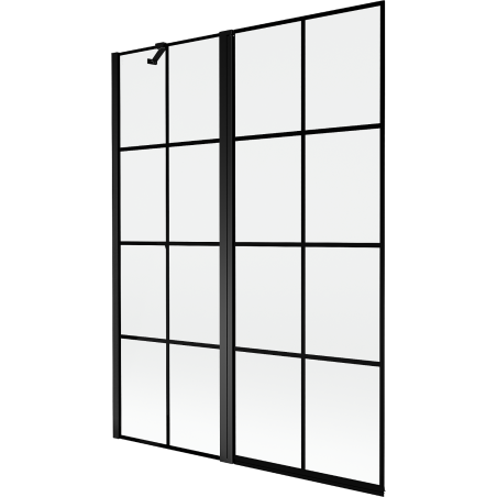 Mexen Mist Duschabtrennung 2-flügelig links 130 x 150 cm, schwarzes Gitter, schwarz - 8A9-130-011-70-77-L