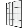 Mexen Mist paroi de baignoire à 2 battants côtés gauche 130 x 150 cm, grille noire, noir - 8A9-130-011-70-77-L