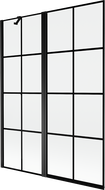 Mexen Mist paroi de baignoire à 2 battants côtés gauche 130 x 150 cm, grille noire, noir - 8A9-130-011-70-77-L