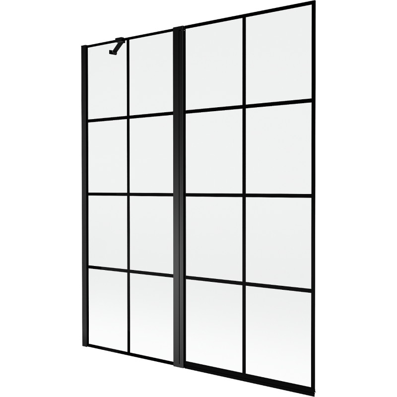 Mexen Mist dušiekraan 2-osaline vasak 140 x 150 cm, must ruudustik, must - 8A9-140-011-70-77-L