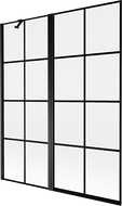 Mexen Mist Badewannen-Abtrennung 2-flügelig links 140 x 150 cm, schwarzes Gitter, schwarz - 8A9-140-011-70-77-L