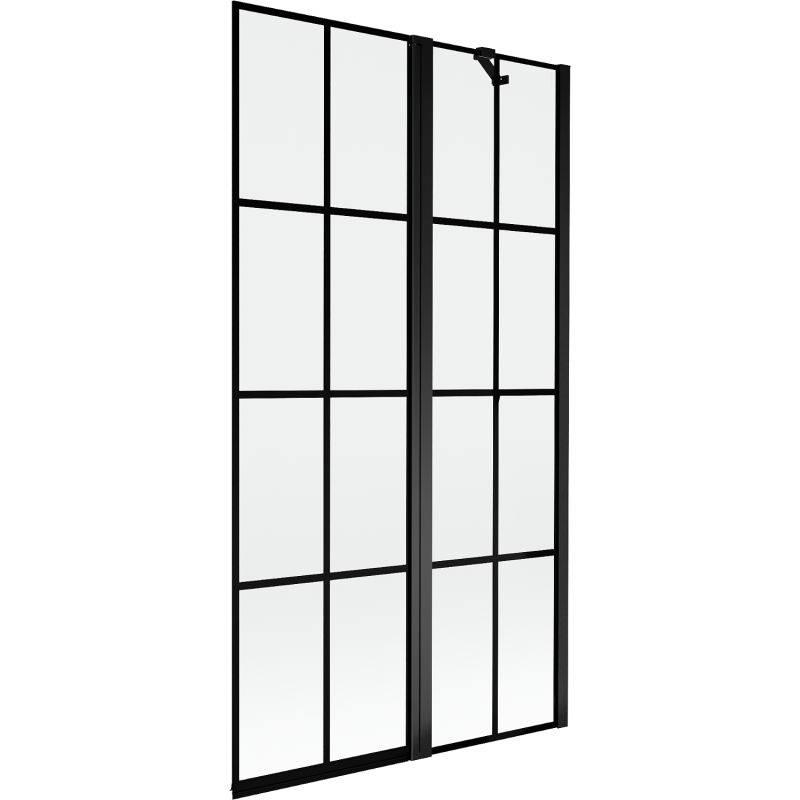 Mexen Mist Badewannenabtrennung 2-flügelig rechts 100 x 150 cm, schwarzes Gitter, schwarz - 8A9-100-011-70-77-P