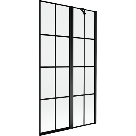 Mexen Mist Badewannenabtrennung 2-flügelig rechts 100 x 150 cm, schwarzes Gitter, schwarz - 8A9-100-011-70-77-P