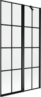 Mexen Mist painel de banho de 2 folhas direito 100 x 150 cm, grade preta, preto - 8A9-100-011-70-77-P