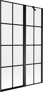 Mexen Mist kahe tiivaga, parempoolne 110 x 150 cm musta mustriga must paravan - 8A9-110-011-70-77-P