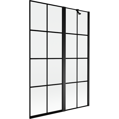 Mexen Mist parawan nawannowy 2-skrzydłowy prawy 120 x 150 cm, czarna kratka, czarny - 8A9-120-011-70-77-P