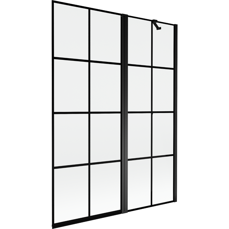 Mexen Mist divisorio doccia 2 ante destro 130 x 150 cm, griglia nera, nero - 8A9-130-011-70-77-P