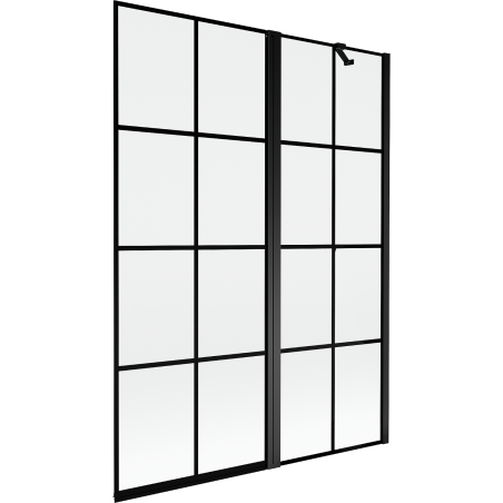 Mexen Mist Badewannenfaltwand 2-flügelig rechts 130 x 150 cm, schwarzes Gitter, schwarz - 8A9-130-011-70-77-P