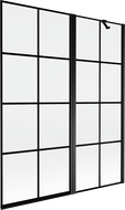 Mexen Mist parawan nawannowy 2-skrzydłowy prawy 140 x 150 cm, czarna kratka, czarny - 8A9-140-011-70-77-P
