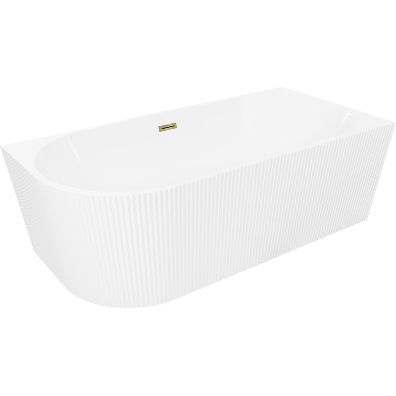 Mexen Silo free-standing corner right ribbed bath 170 x 80 cm, white, gold overflow - 52891708000P-50