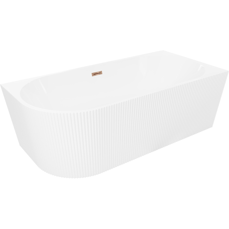 Mexen Silo fristående hörnbadkar höger räfflad 170 x 80 cm, vit, överflödigt roséguld - 52891708000P-60