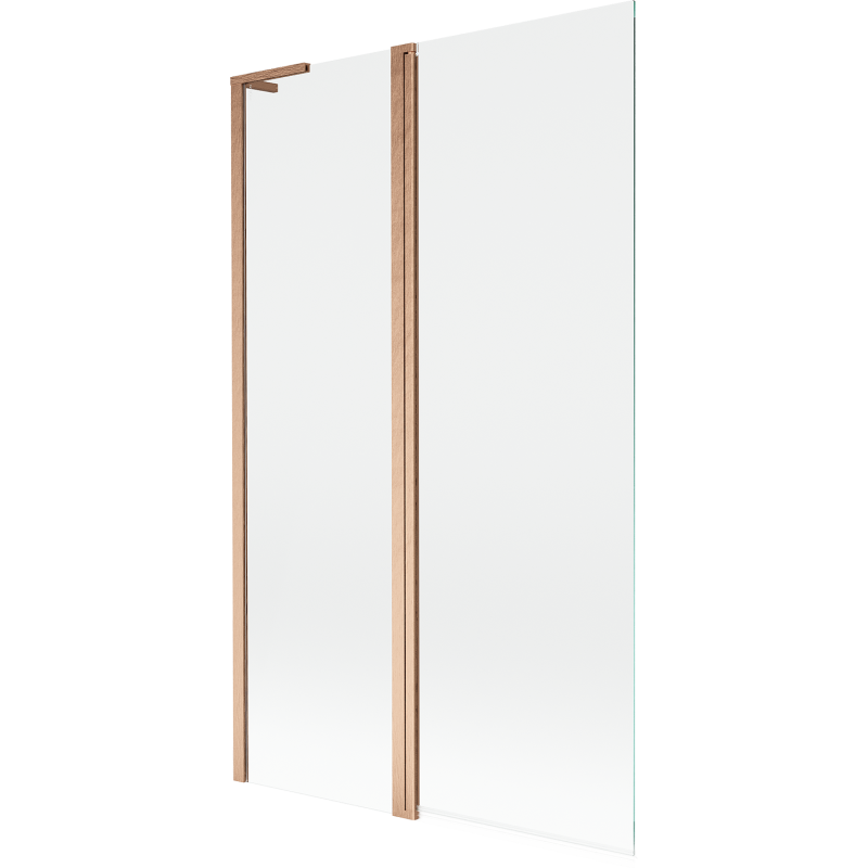 Mexen Mist L badwand 2-delig 110 x 150 cm, transparant, geborsteld koper - 8A9L-110-011-65-00