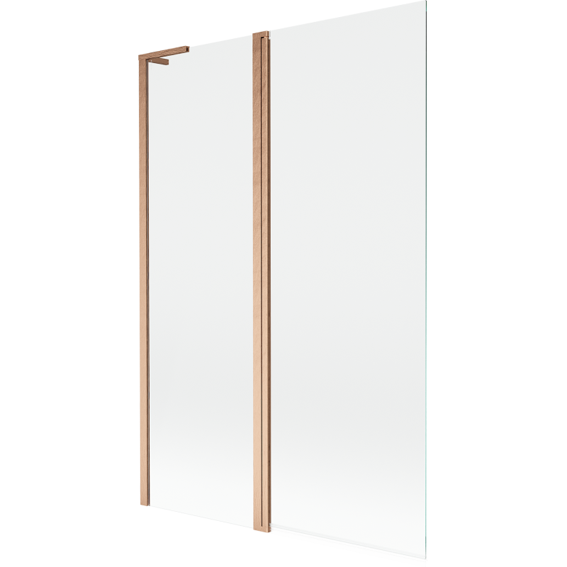 Mexen Mist L badscherm 2-delig 120 x 150 cm, transparant, geborsteld koper - 8A9L-120-011-65-00