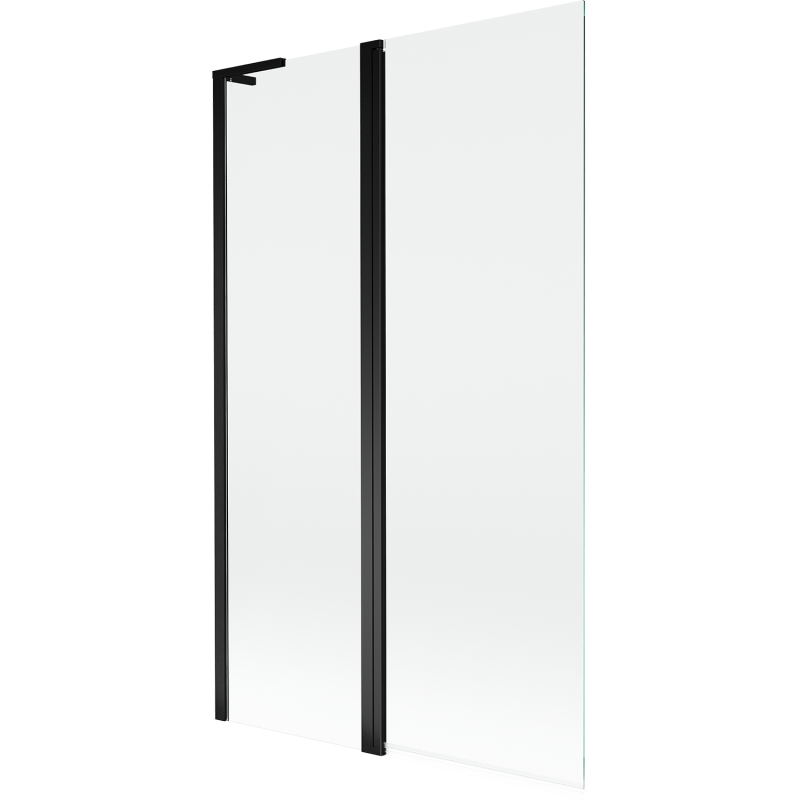 Mexen Mist L badwand 2-delig 110 x 150 cm, transparant, zwart - 8A9L-110-011-70-00