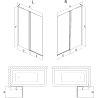 Mexen Mist L vanniseinapaneel 2-osaline vasak 100 x 150 cm, must raam, must - 8A9L-100-011-70-70-L