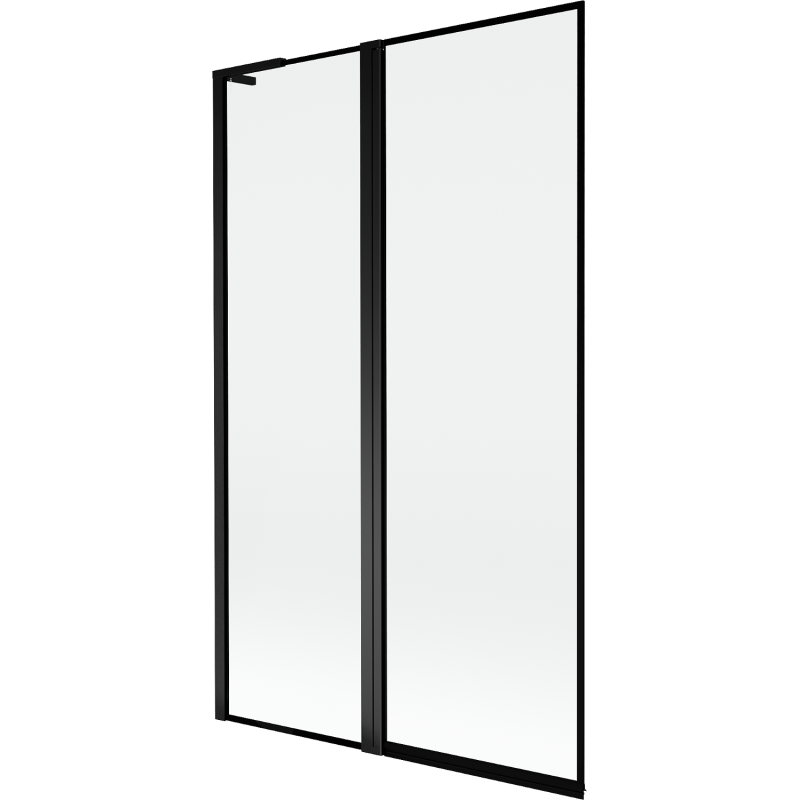 Mexen Mist L Badewannen-Panel 2-flügelig links 110 x 150 cm, schwarzer Rahmen, schwarz - 8A9L-110-011-70-70-L