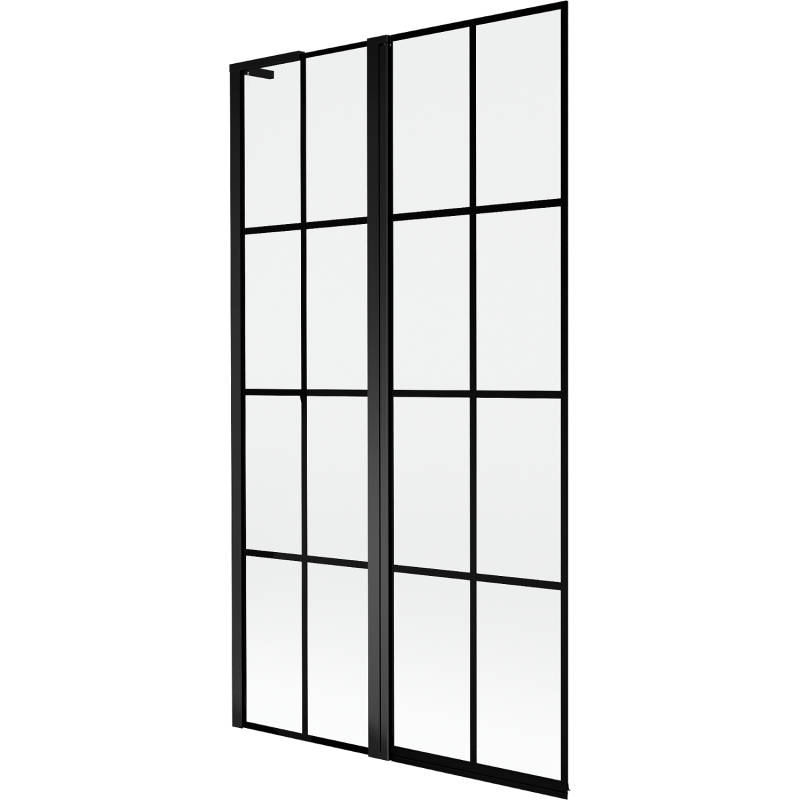 Mexen Mist L Duschwand 2-flügelig links 100 x 150 cm, schwarzes Gitter, schwarz - 8A9L-100-011-70-77-L