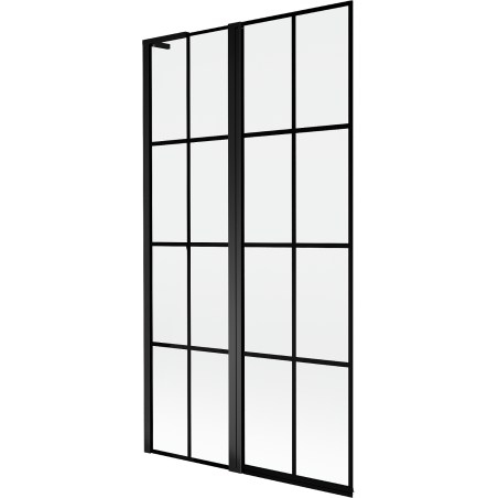Mexen Mist L Duschwand 2-flügelig links 100 x 150 cm, schwarzes Gitter, schwarz - 8A9L-100-011-70-77-L