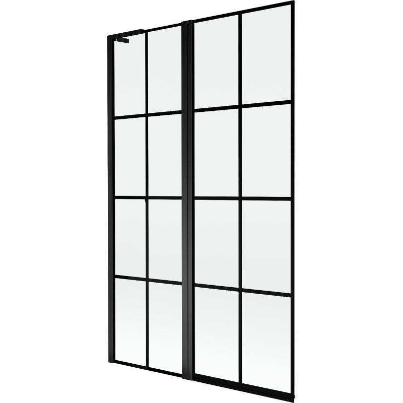 Mexen Mist L Duschabtrennung 2-flügelig links 110 x 150 cm, schwarzes Gitter, schwarz - 8A9L-110-011-70-77-L
