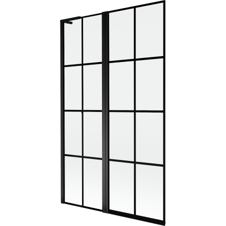 Mexen Mist L 2-wing left bath screen 110 x 150 cm, black grid, black - 8A9L-110-011-70-77-L