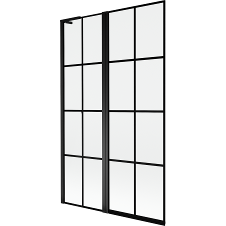 Mexen Mist L Duschabtrennung 2-flügelig links 110 x 150 cm, schwarzes Gitter, schwarz - 8A9L-110-011-70-77-L