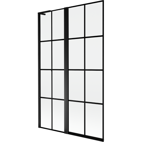 Mexen Mist L parawan nawannowy 2-skrzydłowy lewy 110 x 150 cm, czarna kratka, czarny - 8A9L-110-011-70-77-L
