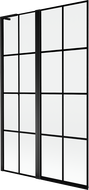 Mexen Mist L Duschabtrennung 2-flügelig links 110 x 150 cm, schwarzes Gitter, schwarz - 8A9L-110-011-70-77-L
