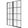 Mexen Mist L Wannenabtrennung 2-flügelig links 120 x 150 cm, schwarzes Gitter, schwarz - 8A9L-120-011-70-77-L