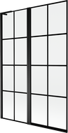 Mexen Mist L Wannenabtrennung 2-flügelig links 120 x 150 cm, schwarzes Gitter, schwarz - 8A9L-120-011-70-77-L