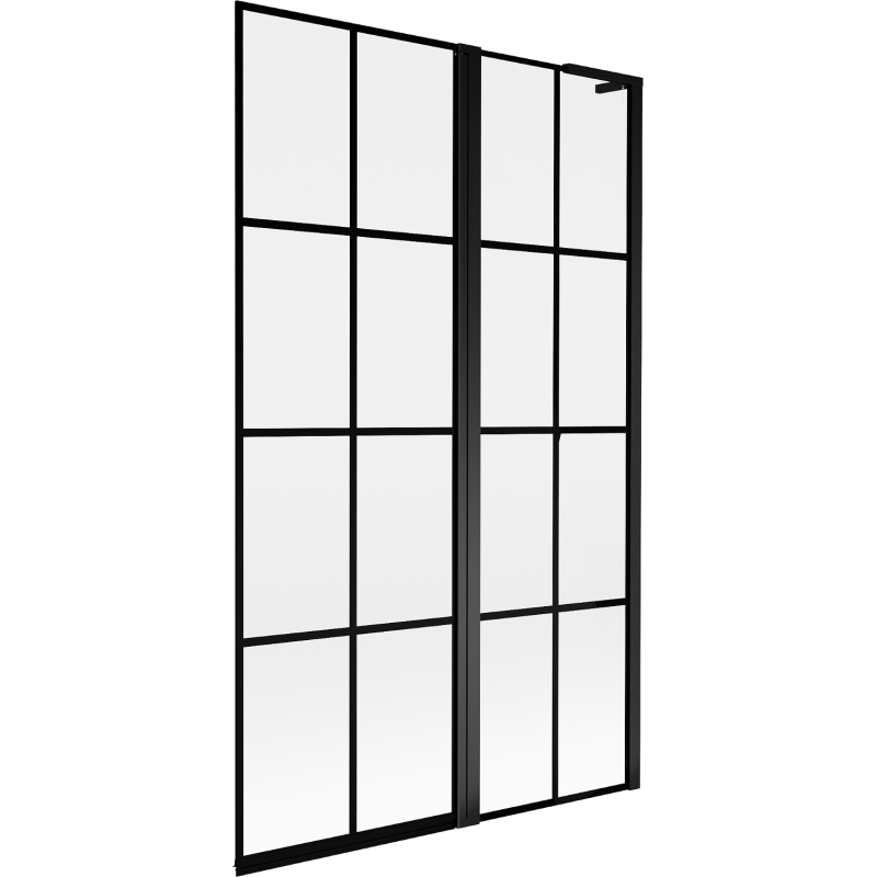Mexen Mist L Duschwand 2-teilig rechts 110 x 150 cm, schwarzes Gitter, schwarz - 8A9L-110-011-70-77-P
