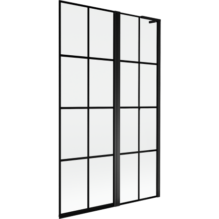 Mexen Mist L Duschwand 2-teilig rechts 110 x 150 cm, schwarzes Gitter, schwarz - 8A9L-110-011-70-77-P