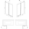 Mexen Mist L badscherm 2-delig rechts 120 x 150 cm, zwart raster, zwart - 8A9L-120-011-70-77-P