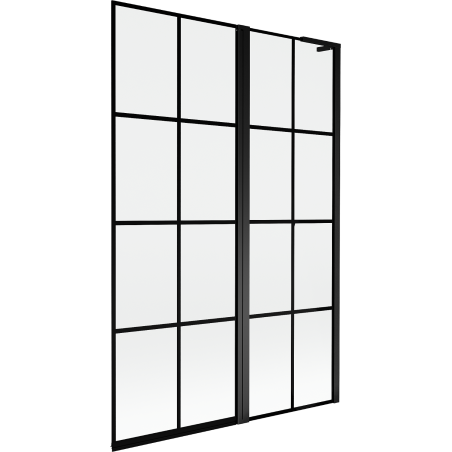 Mexen Mist L badscherm 2-delig rechts 120 x 150 cm, zwart raster, zwart - 8A9L-120-011-70-77-P