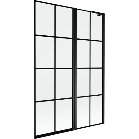 Mexen Mist L parawan nawannowy 2-skrzydłowy prawy 120 x 150 cm, czarna kratka, czarny - 8A9L-120-011-70-77-P
