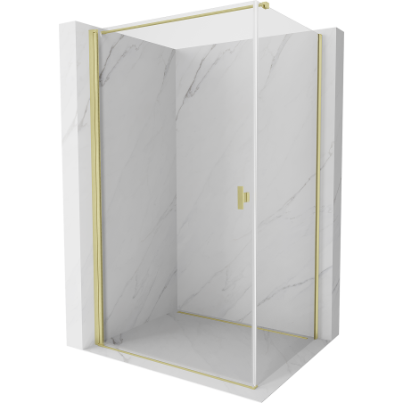 Mexen Mist-B hinged shower enclosure 75 x 80 cm, transparent, brushed gold - 8A2T-075-080-55-00