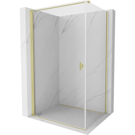 Mexen Mist-B hinged shower enclosure 85 x 80 cm, transparent, brushed gold - 8A2T-085-080-55-00