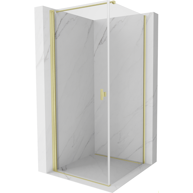 Mexen Mist-B Duschkabine schwenkbar 85 x 85 cm, transparent, gebürstetes Gold - 8A2T-085-085-55-00