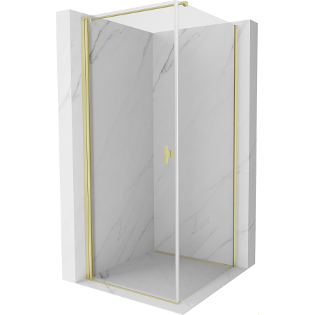 Mexen Mist-B Duschkabine schwenkbar 85 x 85 cm, transparent, gebürstetes Gold - 8A2T-085-085-55-00