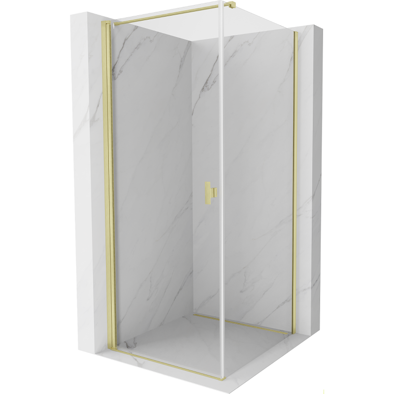 Mexen Mist-B Duschkabine öffnend 90 x 90 cm, transparent, gebürstetes Gold - 8A2T-090-090-55-00