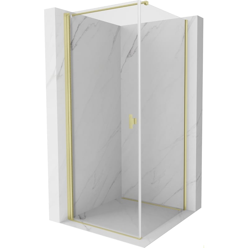 Mexen Mist-B zakretna tuš kabina 90 x 90 cm, prozirna, zlatna četkana - 8A2T-090-090-55-00